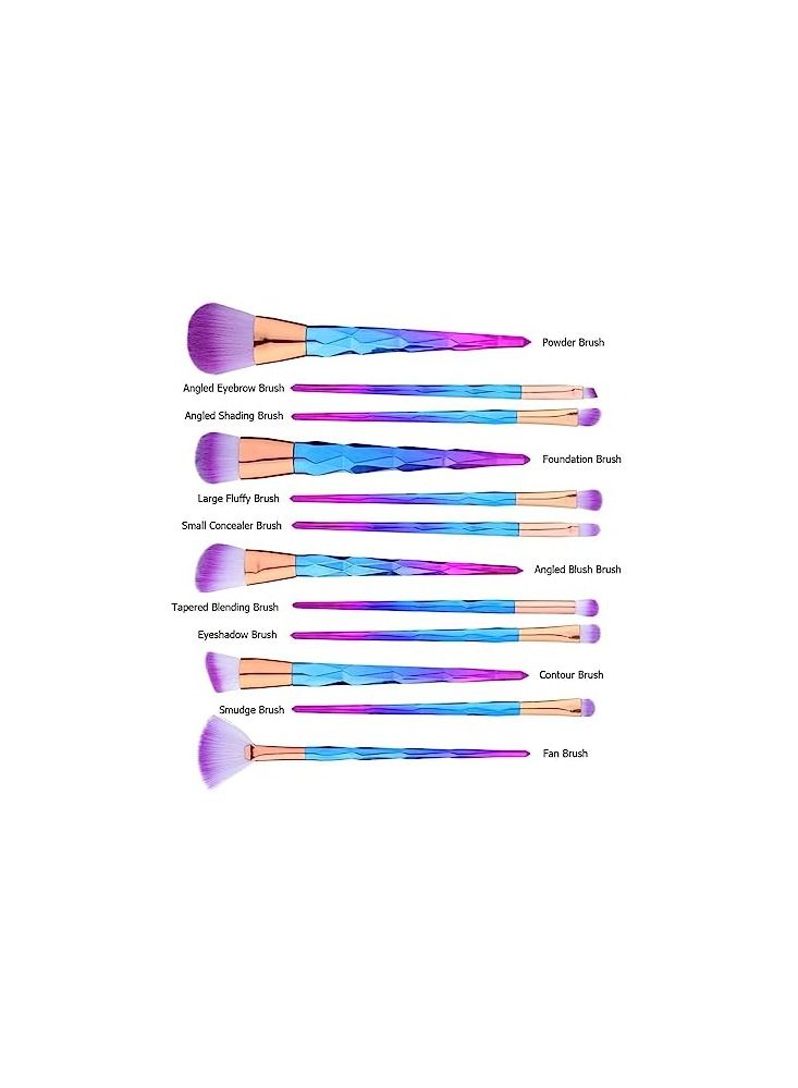ORiTi مجموعة فرش مكياج مكونة من 12 قطعة - فرش أساس، دمج، بلاشر، خافي عيوب، عيون، وجه، شفاه للبودرة، السائل، والكريم - مجموعة كاملة من فرش المكياج - Image 2
