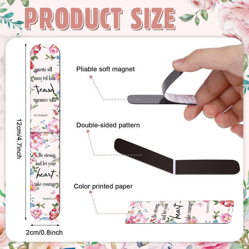 Zonon 48 Pcs Bible Verse Magnetic Bookmarks, Inspirational Scripture Christian Book Markers Religious Motivational Encouragement Flower Page Clips Presents(Elegant Style) - Image 3