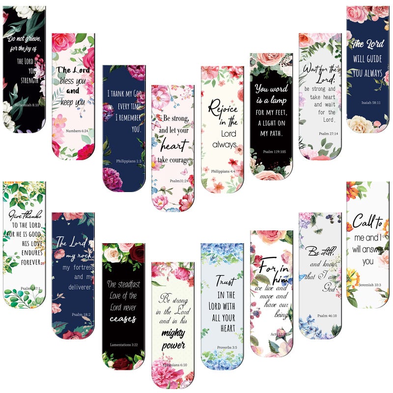 Zonon 48 Pcs Bible Verse Magnetic Bookmarks, Inspirational Scripture Christian Book Markers Religious Motivational Encouragement Flower Page Clips Presents(Elegant Style) - Image 1