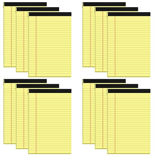PINJINGPRO Small Yellow Legal Pads 5×8 – 12 Pack College Ruled Notepads with Perforated Pages and Double Sided Printing, Ideal for Work, Study, 80gsm Premium Thick Paper, Writing Pads 5"x8" 30 Sheets/60 Pages - Image 1