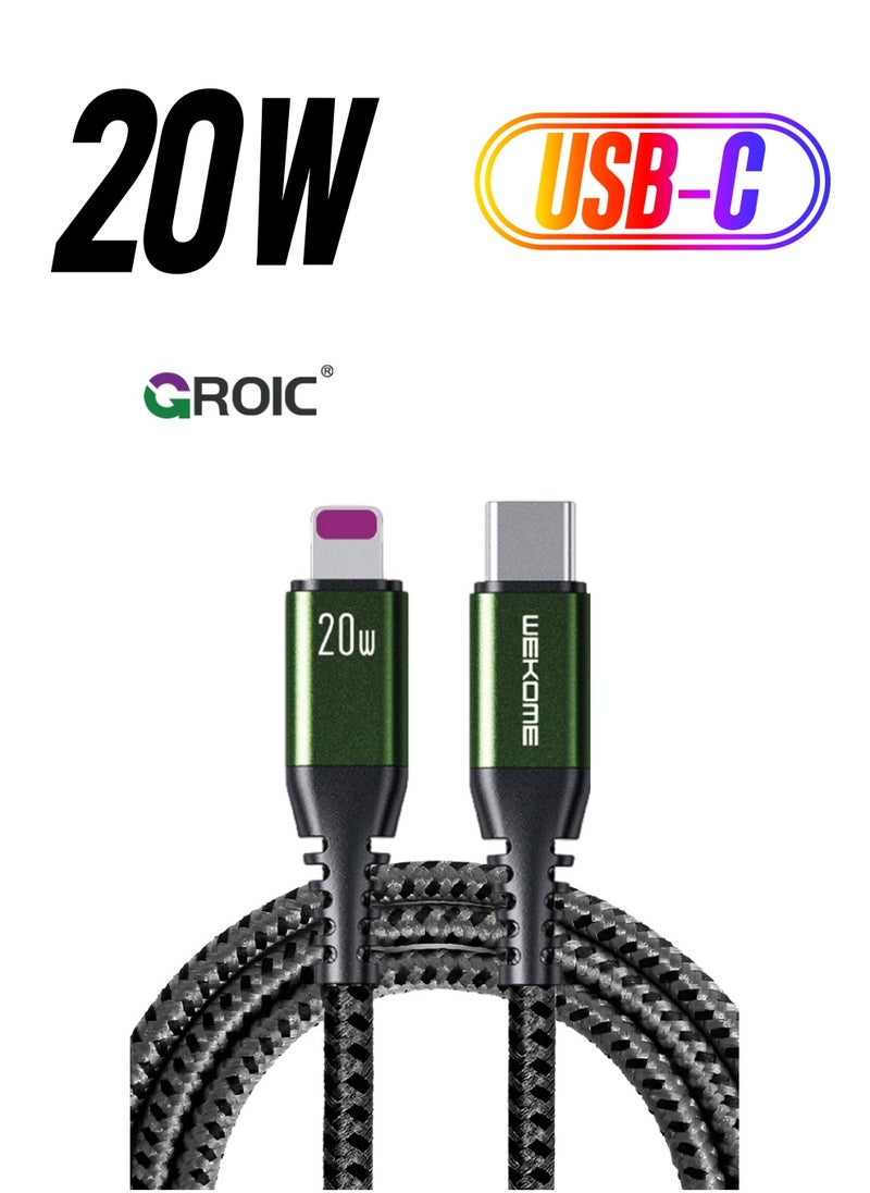 GROIC USB C to Lightning PD 20W Green Cable 3ft, iPhone 15 14 13 Fast Charger 3 Foot Type C Charging Cord Compatible with iPhone 15 14 13 12 11 Pro Max Mini 8 Plus SE iPad and More  - Image 1