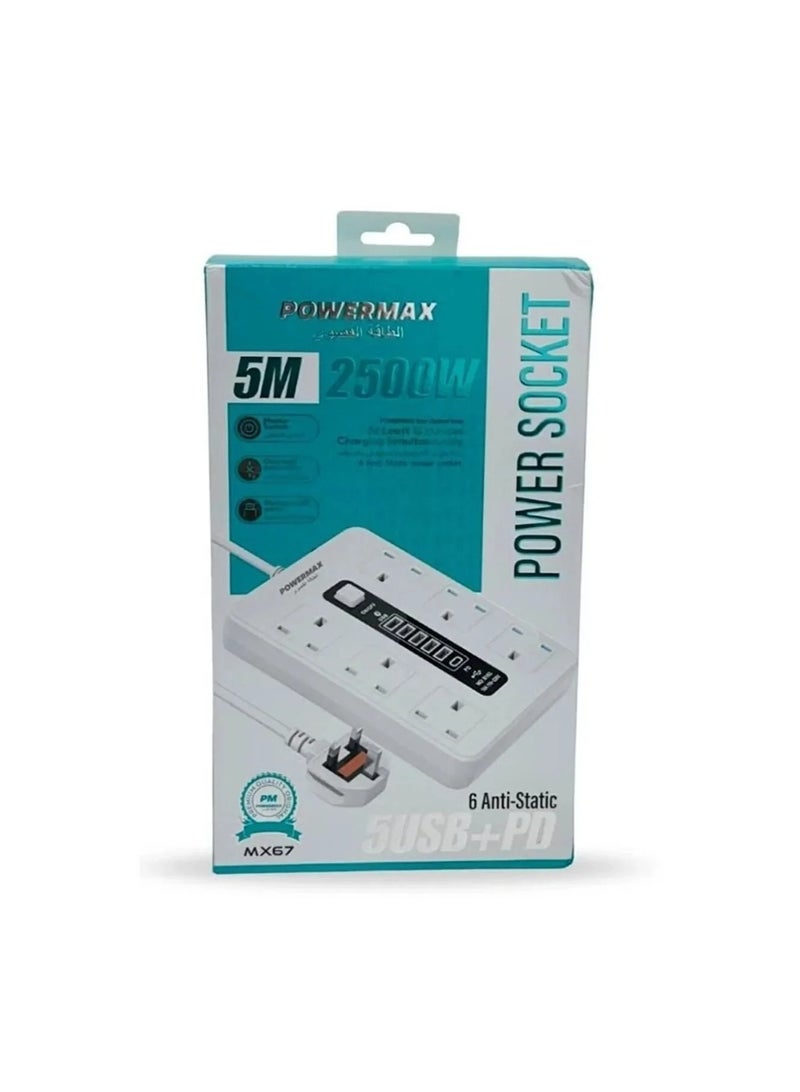 6-prong power strip with 6 outlets, 5-meter cable length M/MX67 - Image 5