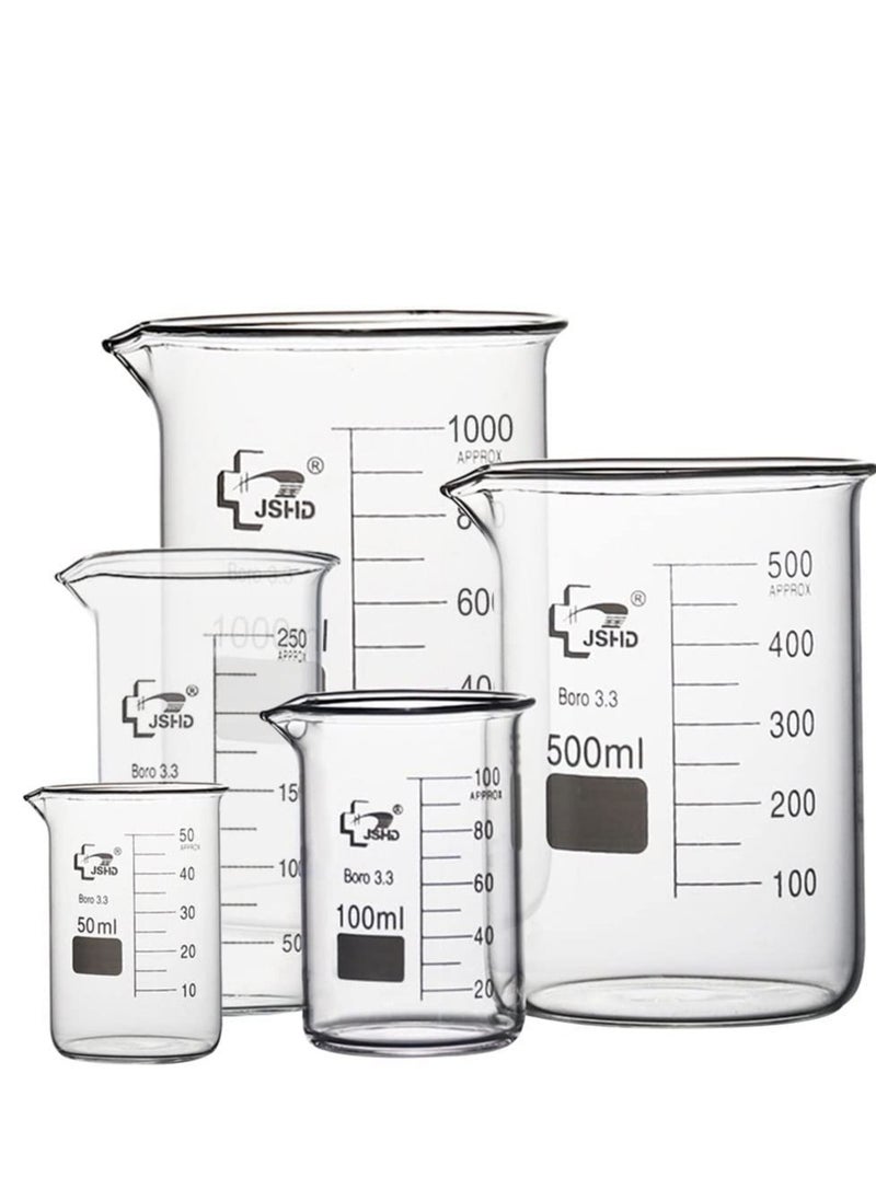 Y&D - Beaker Glass Measuring Low Form Set Graduated Borosilicate Glassware Beakers for Home & School Science Experiments 3 Sizes, 150ML500ML1000ML - Image 1