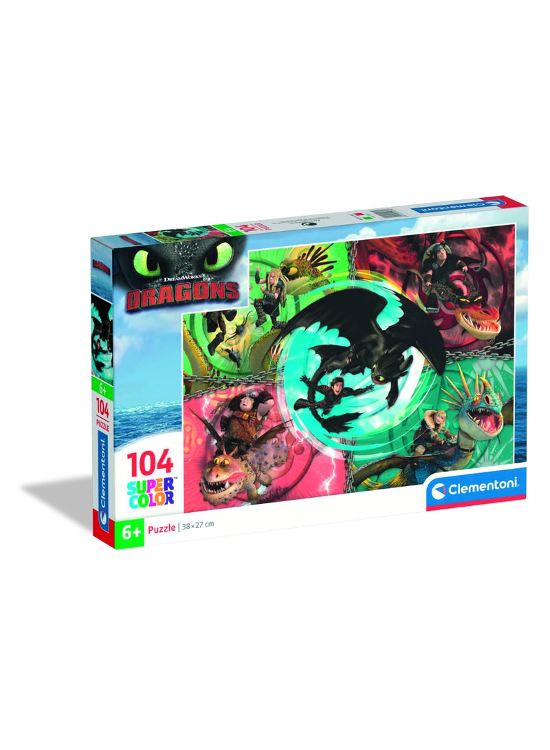 Clementoni Puzzle Dragons Trainer 104-Pieces | Jigsaw Puzzle | Children's Puzzle | Preschool Learning Toys | Develops Problem Solving Skills | Made in Italy - Image 1