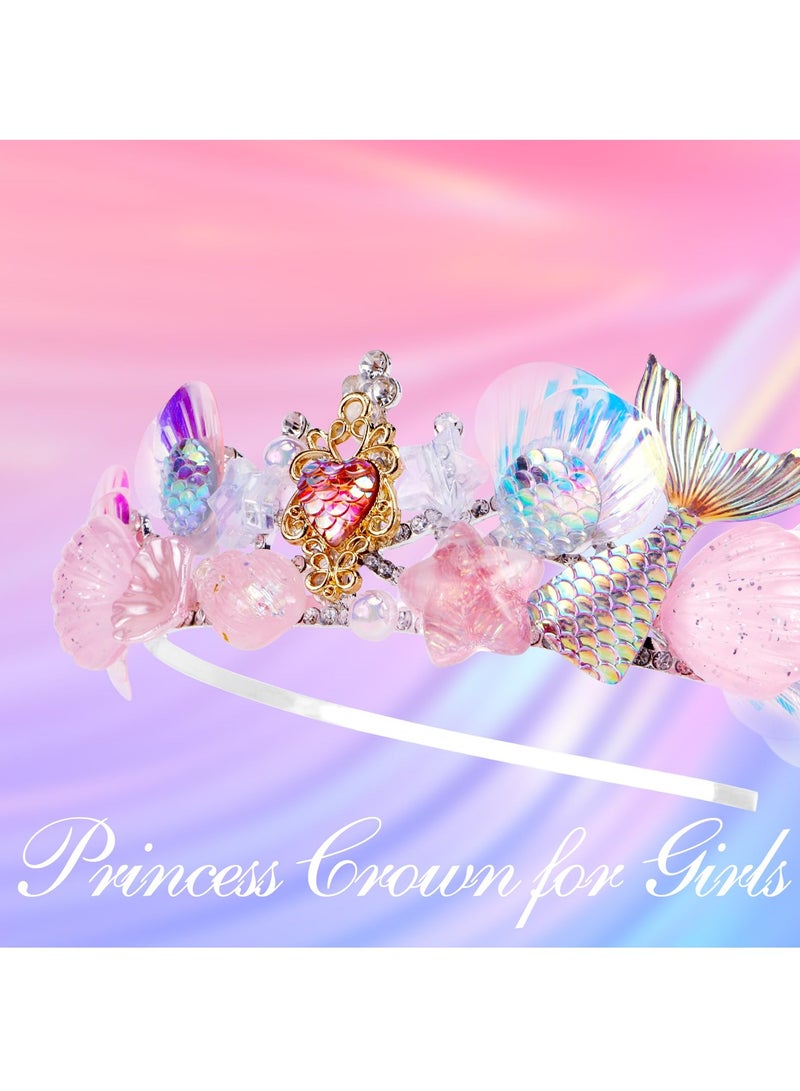 Loquat Mermaid Crown for Girls Pink Mermaid Headband Girls Seashell Crown for little Mermaid Party Decorations Mermaid Birthday Decorations, Mermaid Accessories  Costumes for Women - Image 3