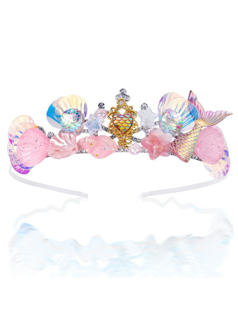 Loquat Mermaid Crown for Girls Pink Mermaid Headband Girls Seashell Crown for little Mermaid Party Decorations Mermaid Birthday Decorations, Mermaid Accessories  Costumes for Women - Image 1