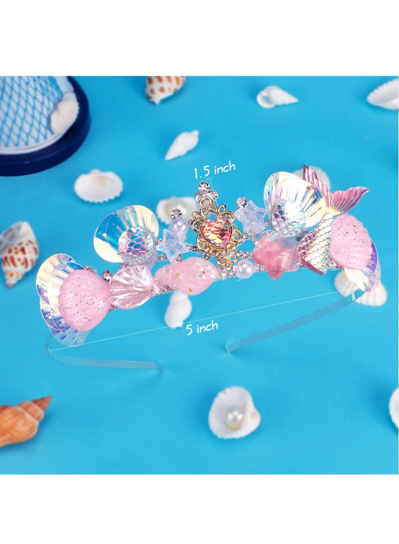 Loquat Mermaid Crown for Girls Pink Mermaid Headband Girls Seashell Crown for little Mermaid Party Decorations Mermaid Birthday Decorations, Mermaid Accessories  Costumes for Women - Image 2
