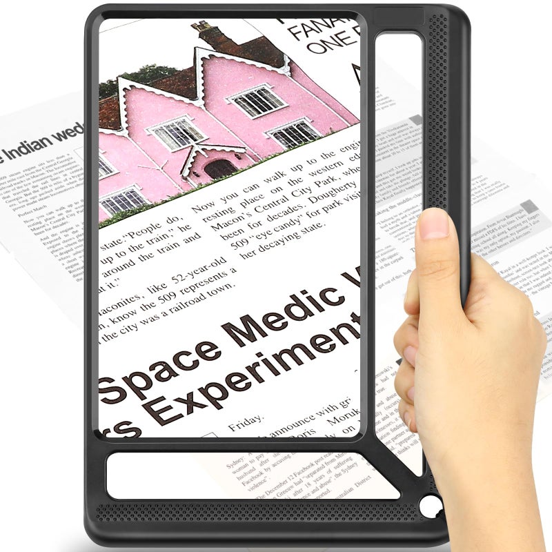 AKKYCVS 5X Full Page Magnifying Glass for Reading, Lightweight Rectangular Magnifier Provides Large Book Page Viewing Area, Upgraded Handheld Magnifier for Reading Small Prints for Seniors, Low Vision - Image 1