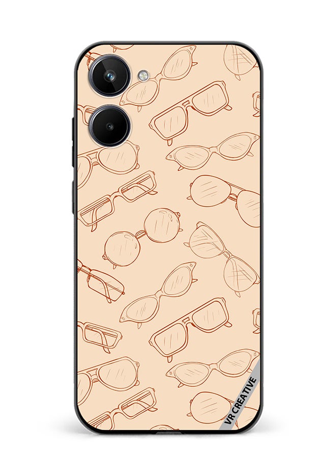 VR CREATIVE Protective Case Cover For Realme 10 Sketch Eyeglasses Design Multicolour - Image 1