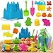 4E's Novelty 4Es Novelty Beach Toys for Kids with Bag 17 Pcs Set Castle Beach Bucket with Shovels Molds Kit Sand Toys Set for Toddlers with Mesh Beach Bag Backpack Easter Basket Stuffer - Image 3