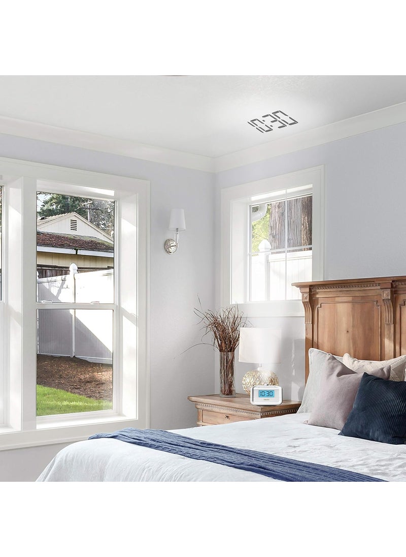 HoMedics Homedics Dual Alarm Digital FM Clock Radio Time Projection 8 Relaxing Nature Sounds LED Display MultiAlarm Snooze Sleep Timer Nightlight Ceiling Clock SoundSpa White  - Image 5