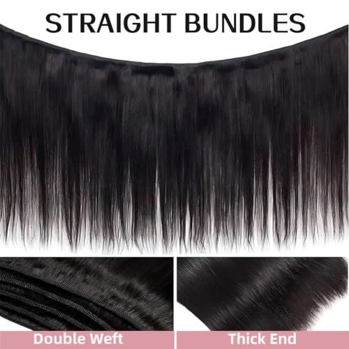 ANGIE QUEEN Hair Peruvian Hair Straight Bundles Human Hair 18 Inch One Bundle 100% Unprocessed Remy Human Hair Weave Weft Extension Straight Hair Bundles for Women Nature Black Color - Image 3