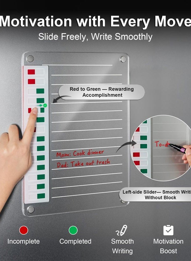 EliteSign Transparent Magnetic Chore Chart – Erasable Dry Erase Board Calendar for Fridge – Includes 5 Fine-Tip Markers & Adhesive Strips – to-Do List Planner for Home Organization - Image 3