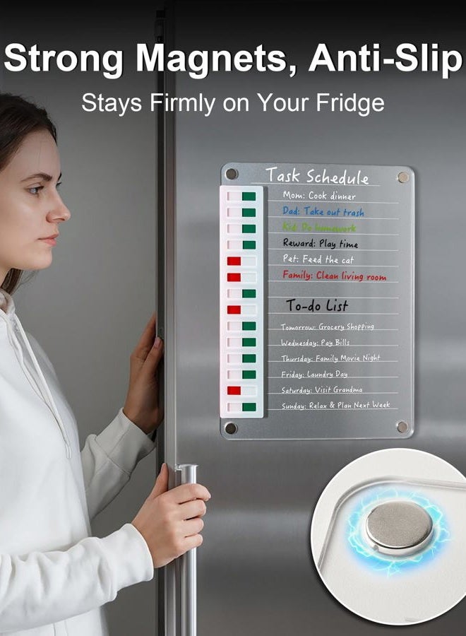 EliteSign Transparent Magnetic Chore Chart – Erasable Dry Erase Board Calendar for Fridge – Includes 5 Fine-Tip Markers & Adhesive Strips – to-Do List Planner for Home Organization - Image 2