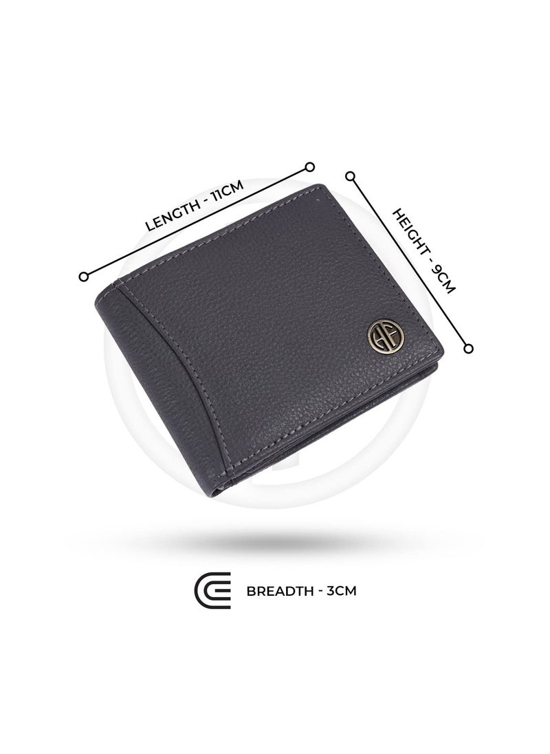 HAMMONDS FLYCATCHER - HAMMONDS FLYCATCHER Genuine Leather Wallet for Men, RFID Protected Leather Purse for Men, Money Purse for Men, Bi-Fold Wallet, 6 Card Slots, 3 ID Slots, Coin Pocket, Hidden Pockets - Grey - Image 1