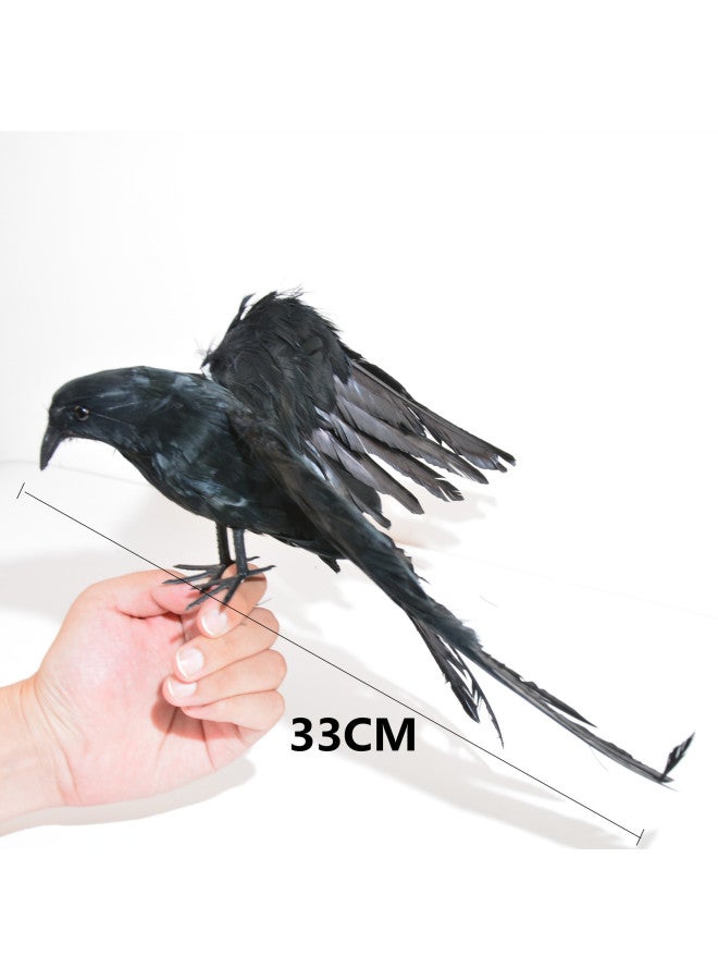 Loquat Black Crow Decoration  Simulation Feather Crow Simulation Crow Ghost Festival Easter Supplies Wholesale-Dimensions:With Wings - Image 1