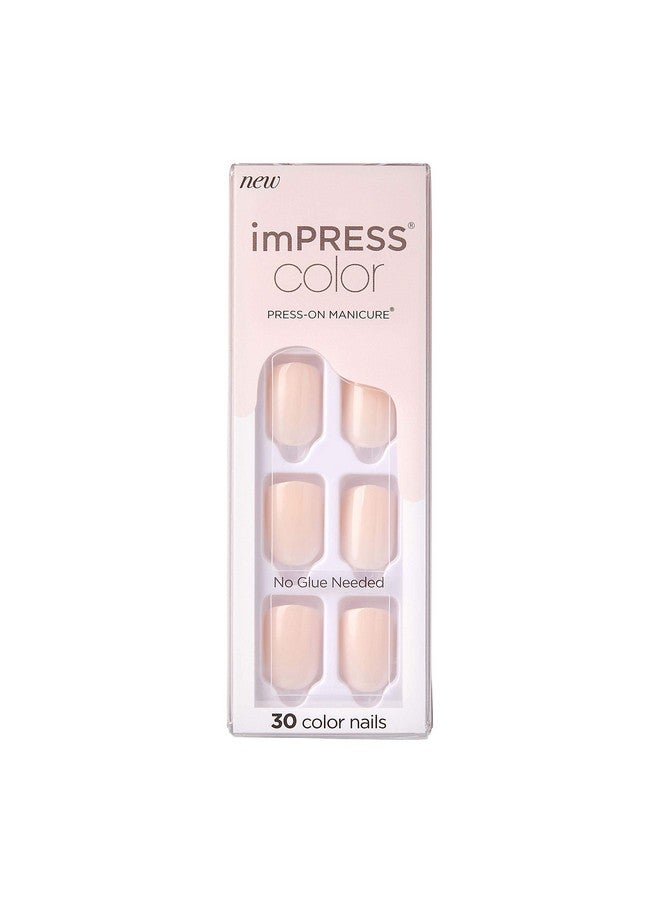 Impress Press No Glue Mani Press On Nails Color 'Point Pink' Pink Short Size Squoval Shape Includes 30 Nails Prep Pad Instructions Sheet 1 Manicure Stick 1 Mini File - Image 1