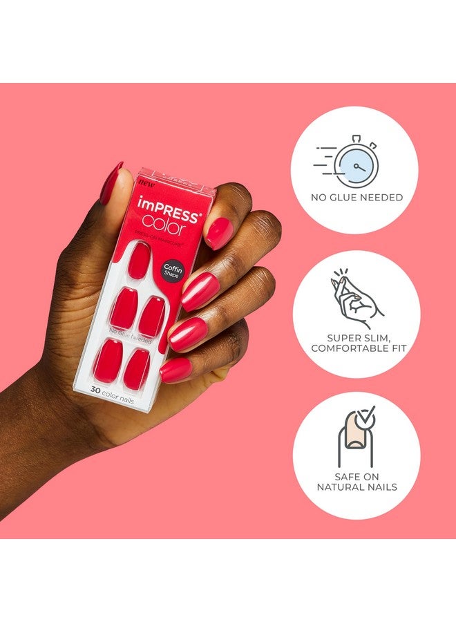 Impress Press No Glue Mani Press On Nails Color 'Point Pink' Pink Short Size Squoval Shape Includes 30 Nails Prep Pad Instructions Sheet 1 Manicure Stick 1 Mini File - Image 4