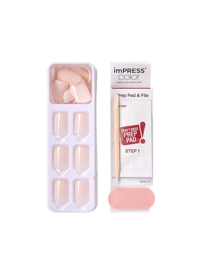 Impress Press No Glue Mani Press On Nails Color 'Point Pink' Pink Short Size Squoval Shape Includes 30 Nails Prep Pad Instructions Sheet 1 Manicure Stick 1 Mini File - Image 5