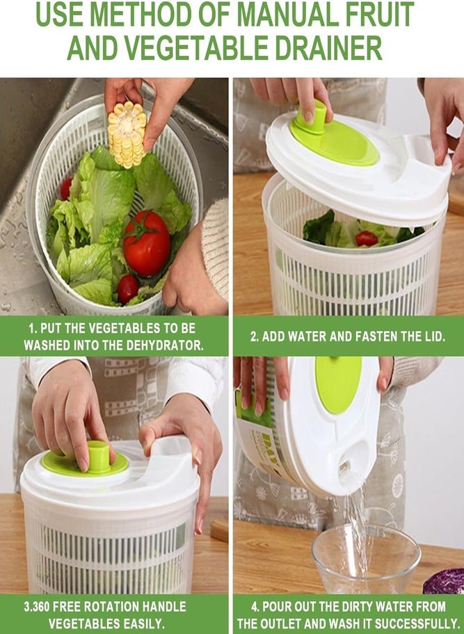 BELLSBERRY 3L Salad Spinner – Hand Crank Lettuce Washer & Dryer with Drain Lid and Stable Base - Image 4