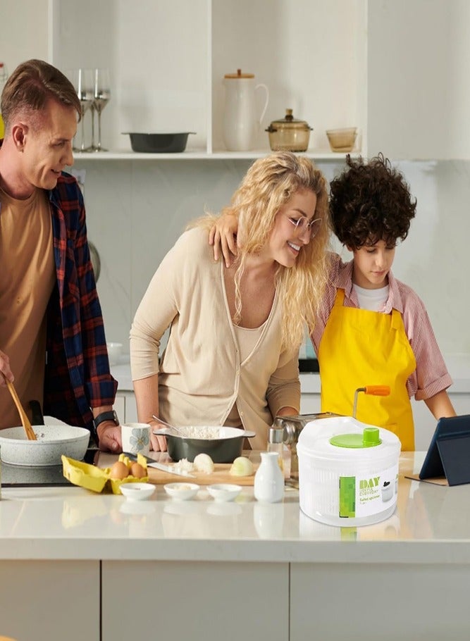 BELLSBERRY 3L Salad Spinner – Hand Crank Lettuce Washer & Dryer with Drain Lid and Stable Base - Image 5