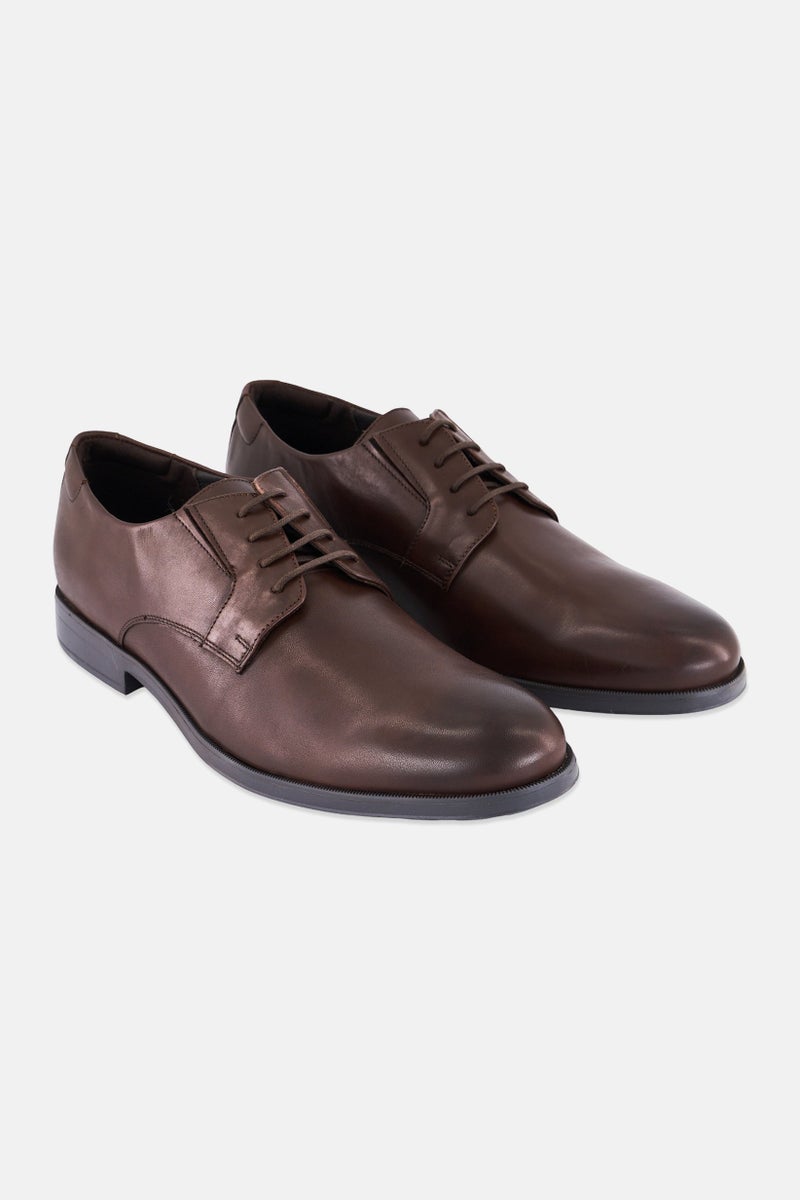 GEOX Men Hilstone Wide Lace Up Derby Shoes, Dark Brown  - Image 1