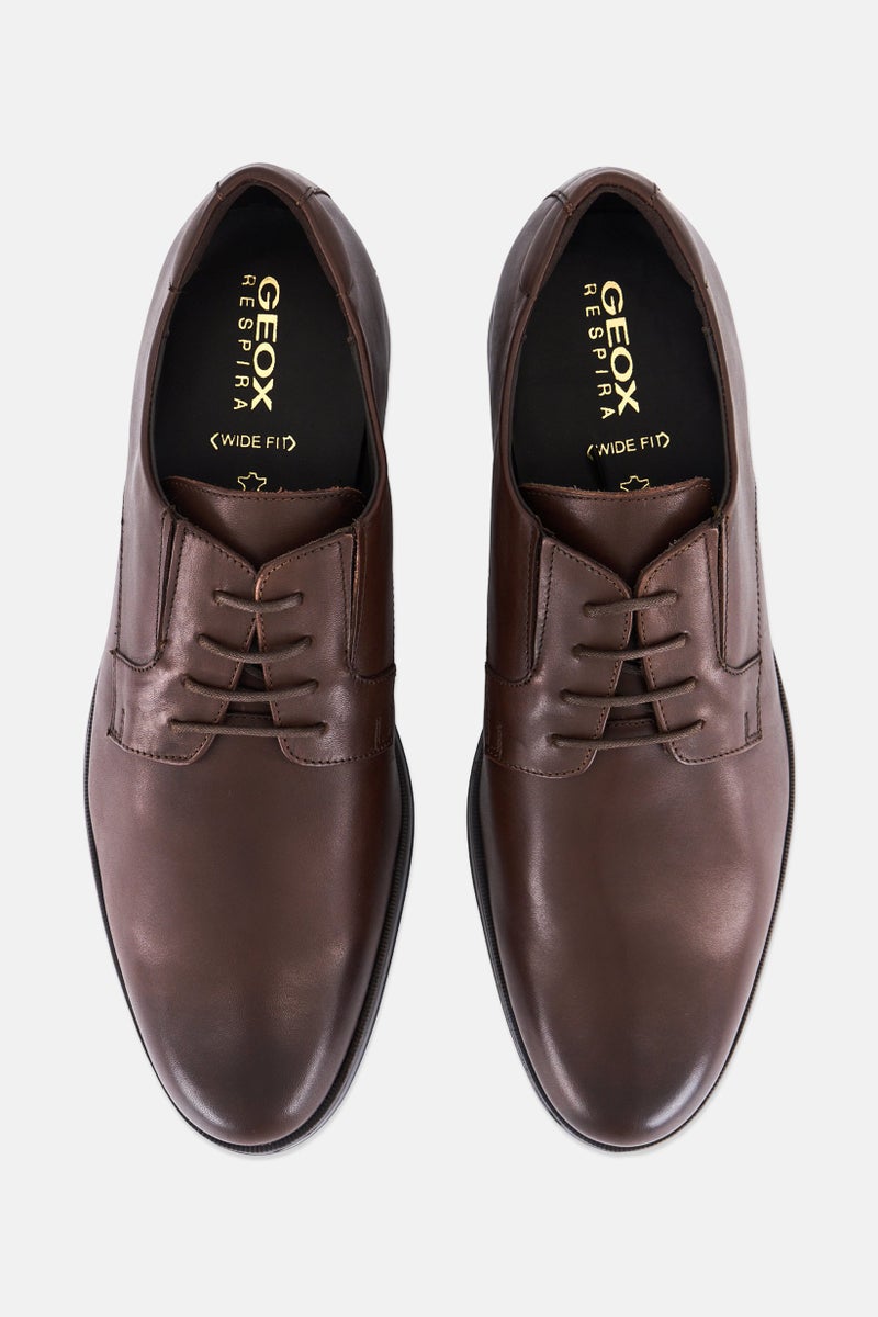 GEOX Men Hilstone Wide Lace Up Derby Shoes, Dark Brown  - Image 3
