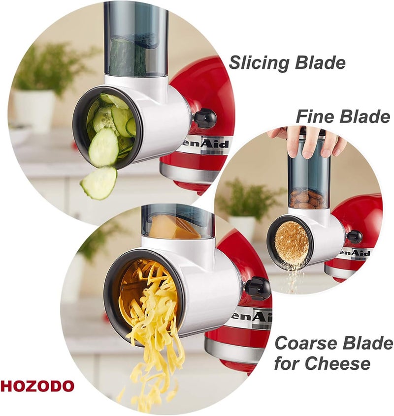 HOZODO Slicer Shredder Attachment for KitchenAid Stand Mixer, Cheese Grater Attachment for KitchenAid Stand Mixer, Food Processor with 3 Blades by - Image 4