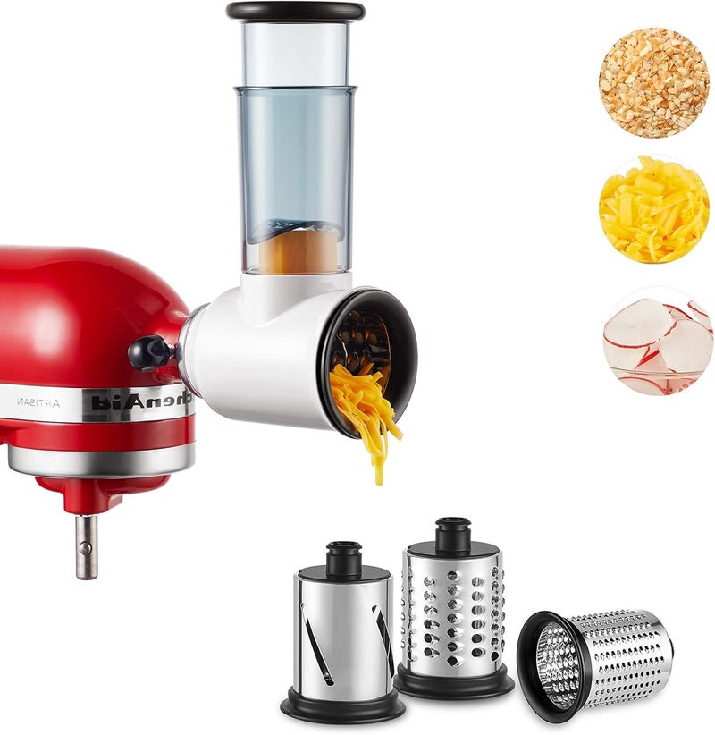 HOZODO Slicer Shredder Attachment for KitchenAid Stand Mixer, Cheese Grater Attachment for KitchenAid Stand Mixer, Food Processor with 3 Blades by - Image 1