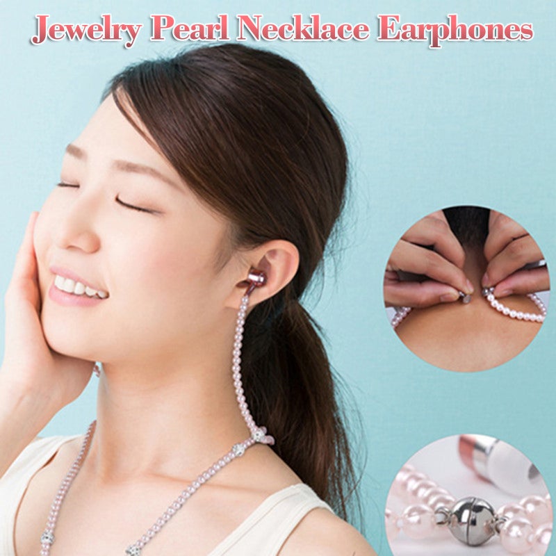 Jewelry Pearl Necklace Stereo Earphones with Microphone 3.5mm In-ear Headphone Wired Headset Earbuds for Phone Girls - Image 2