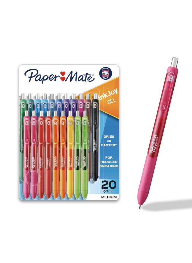 بيبر ميت أقلام حبر جل من Paper Mate InkJoy، رأس متوسط (0.7 مم)، متنوعة، 20 قلمًا  - Image 1