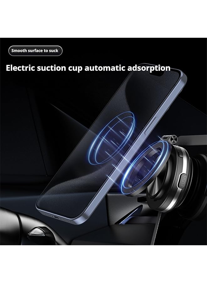 KASTWAVE Electric Vacuum Magnetic Car Phone Mount, 360° Rotating Magnetic Phone Holder, Strong Suction For Car Kitchen Mirro Gym Bath Shower & All Smooth Surface, Compatible With Iphone & Android (Silver) - Image 3