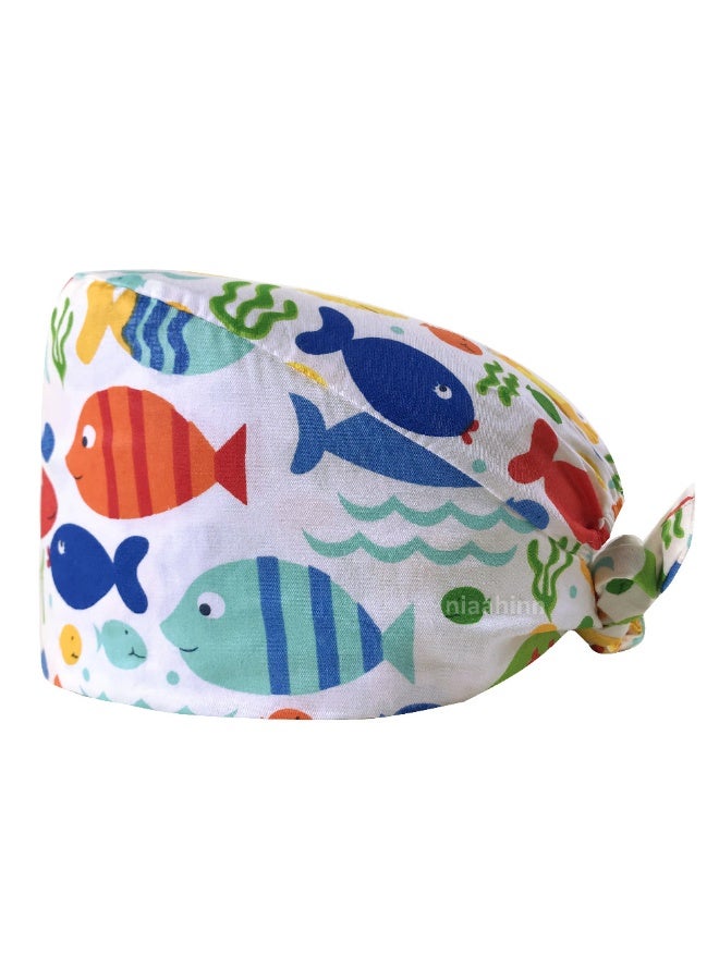 NIBEMINENT Scrubs Cap  Cotton Print Surgery Scrub Hats Nurse Caps Medical Accessories Beauty Salon Pet Shop Lab Work Hat Chef Hat