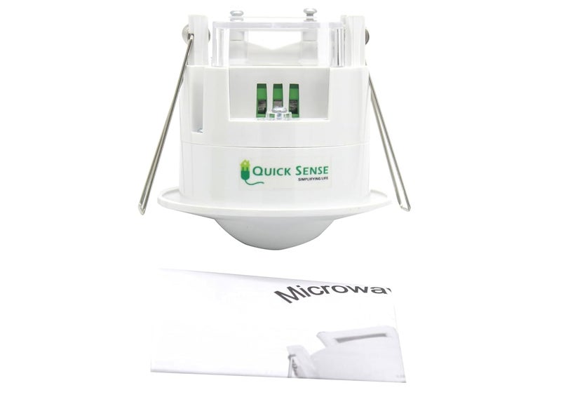 Quick Sense Microwave Sensor 110-240V, 5.8Ghz, 10Lux-2000Lux, Adjustable, Standard Size, White - Image 3