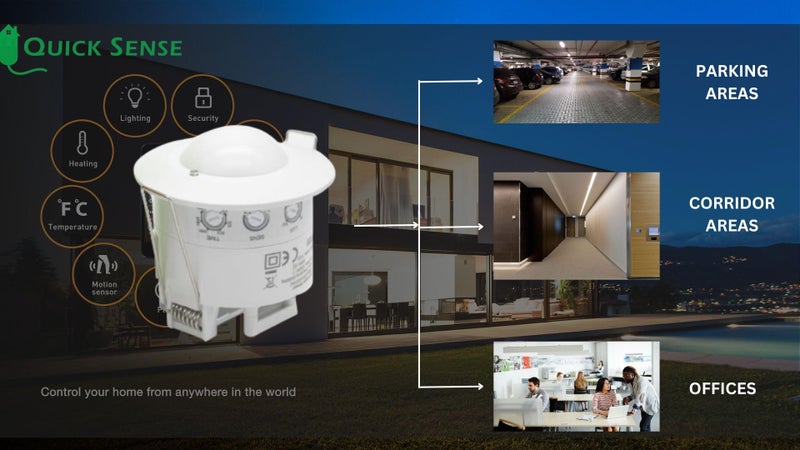 Quick Sense Microwave Sensor 110-240V, 5.8Ghz, 10Lux-2000Lux, Adjustable, Standard Size, White - Image 4