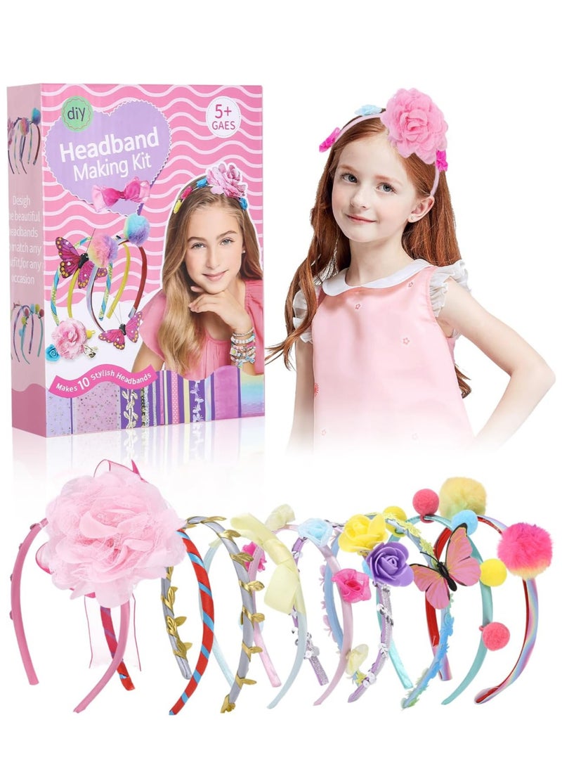 TFIXOL Headband Making Kit for Girls - Arts & Crafts Gift - Make Your Own Fashion Headbands for Kids - DIY Hair Accessories Set - Gift for Ages 5+ Year Old Girl - Little Children's Art & Craft Gifts - Image 1