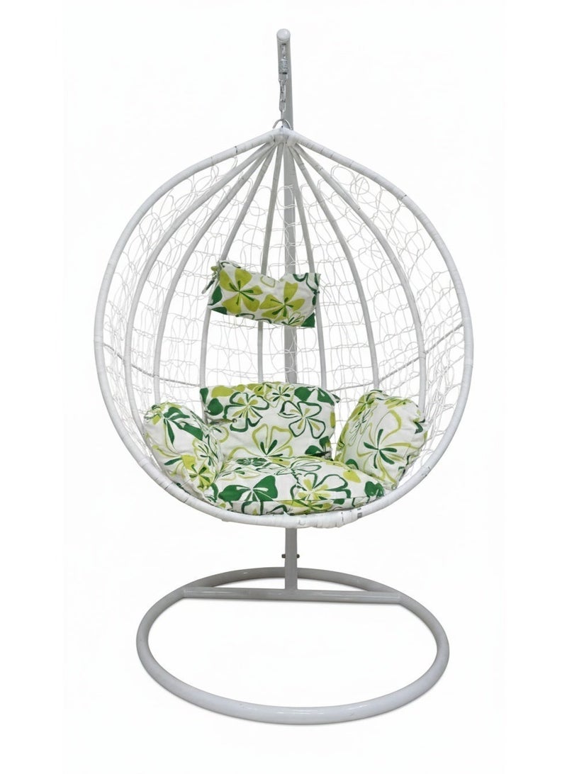 نَدْ مَفْرُوشَات كرسي أرجوحة بيضاوي معلق مع حامل - تصميم من الخيزران، وسادة ناعمة وإطار فولاذي قوي للاسترخاء في الأماكن المغلقة والمفتوحة - Image 1