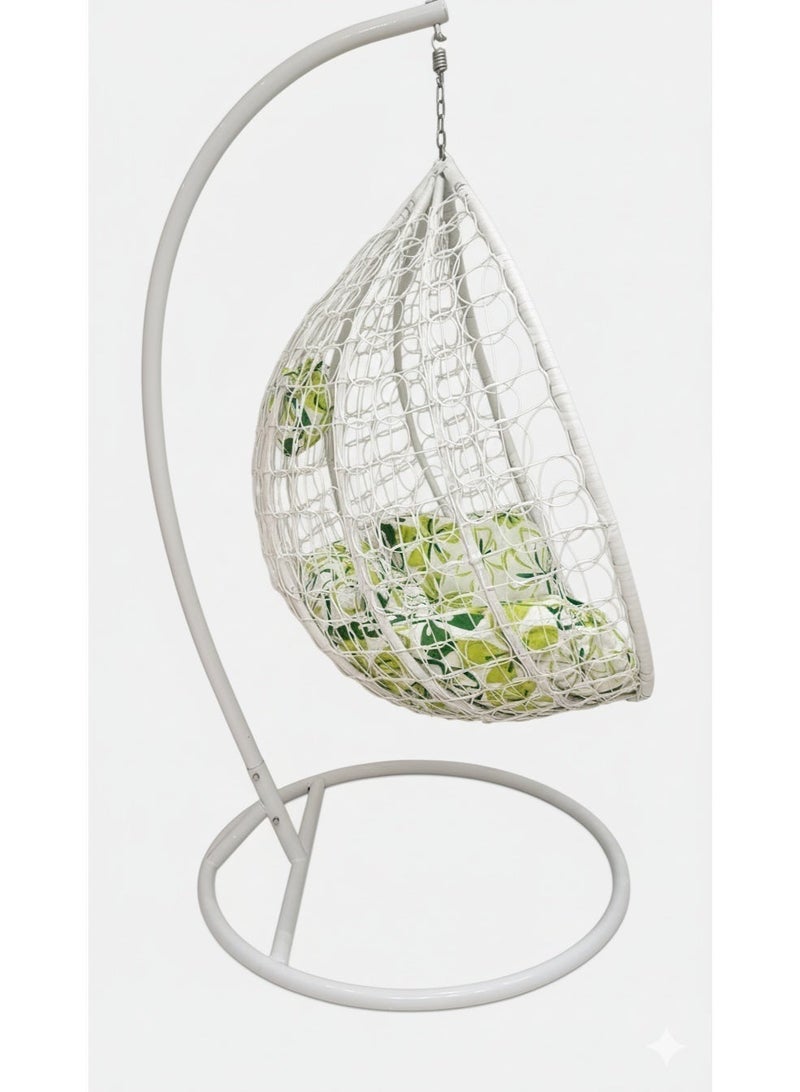 نَدْ مَفْرُوشَات كرسي أرجوحة بيضاوي معلق مع حامل - تصميم من الخيزران، وسادة ناعمة وإطار فولاذي قوي للاسترخاء في الأماكن المغلقة والمفتوحة - Image 3