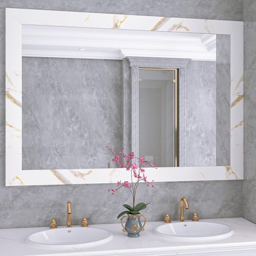 LACHEERY Gold White Marble Wallpaper Border Peel and Stick Bathroom Mirror Frame Border Tape for Mirror Borders Peel and Stick Gold Bulletin Board Borders Trim Sticker Thick Wall Decor Roll 3"x197" - Image 4