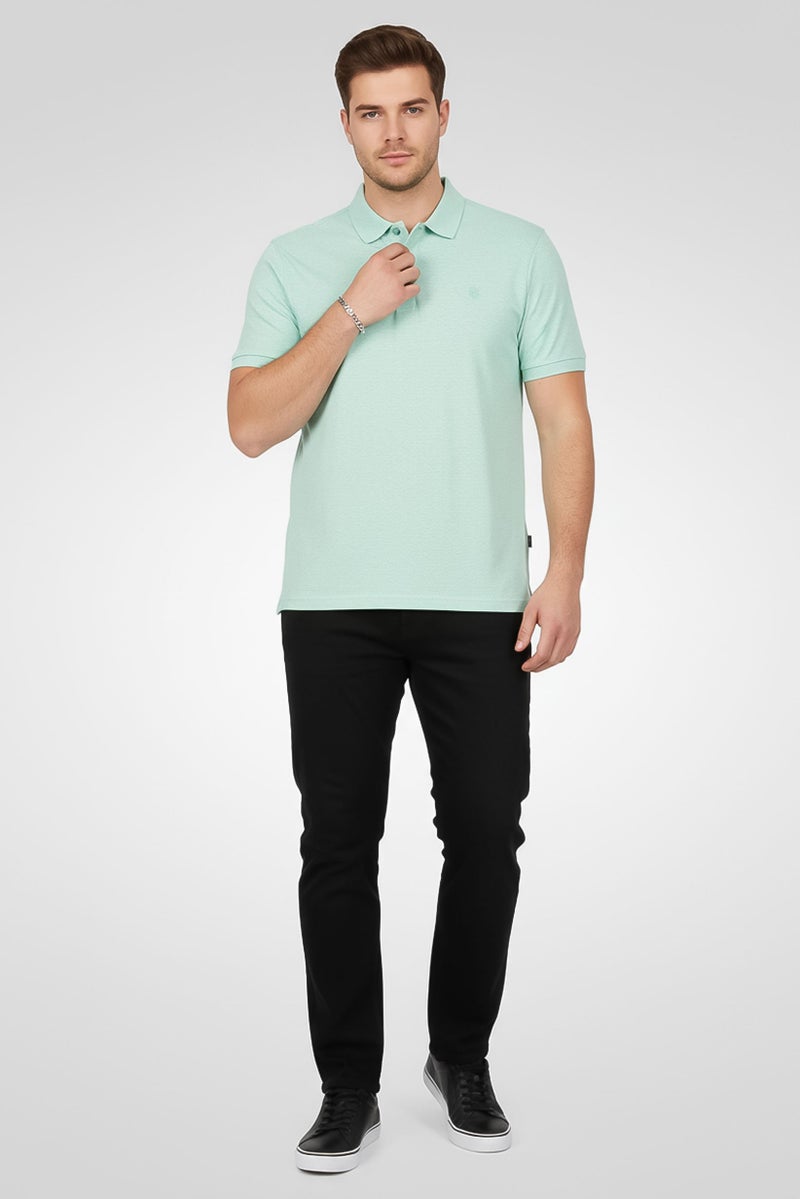 Rainforest Men Regular Fit Short Sleeve Heather Polo Shirt, Light Green - Image 1