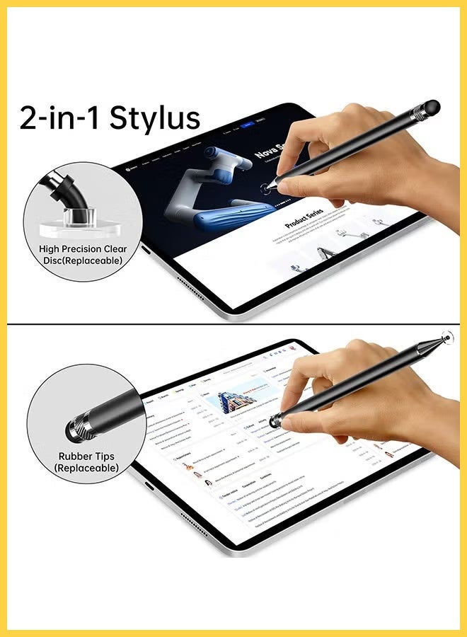 CHOWROAD 4 Pcs 2-in-1 Stylus Pen for Touch Screen, Suitable for iPhone/pad/Samsung Galaxy PC Tablets/honor pencil/s-amsung a9+, smart pen for android，High Precision and Sensitivity, Compatible with All Touch Screens (Black) - Image 3