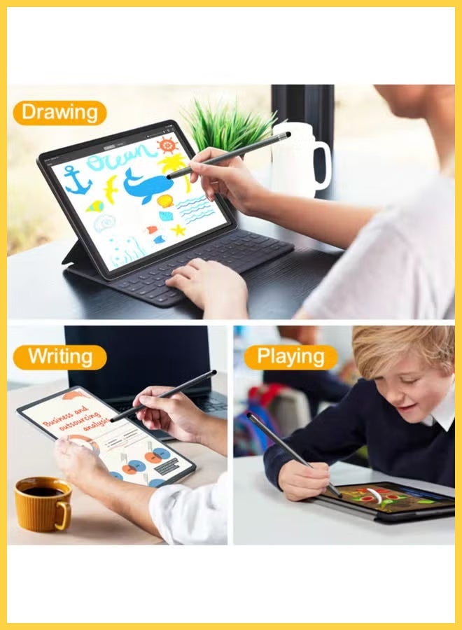 CHOWROAD 4 Pcs 2-in-1 Stylus Pen for Touch Screen, Suitable for iPhone/pad/Samsung Galaxy PC Tablets/honor pencil/s-amsung a9+, smart pen for android，High Precision and Sensitivity, Compatible with All Touch Screens (Black) - Image 5