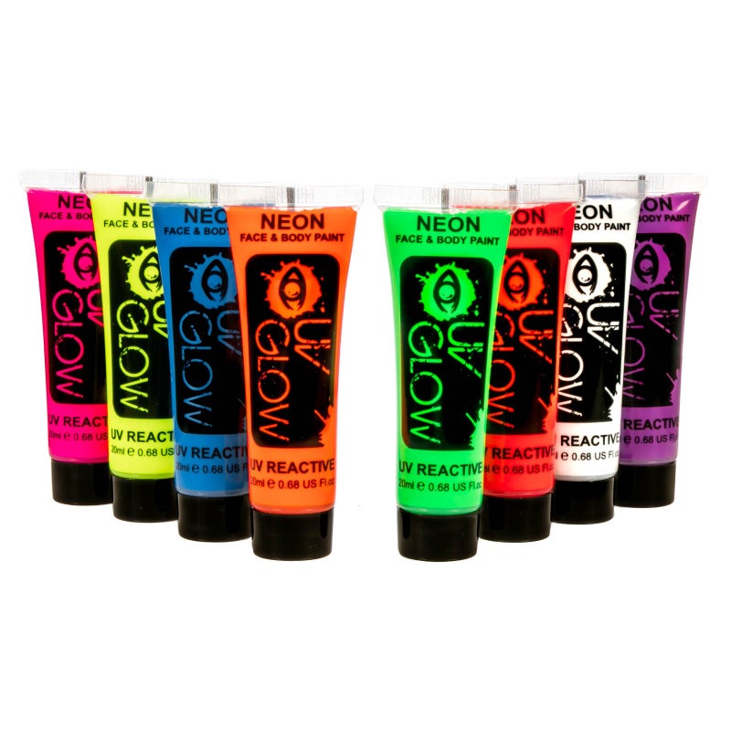 UV Glow Neon Body Paint Set of 8 - 0.68oz Each, Glow in the Dark, Blacklight UV Body Paint for Parties, Festivals and Events Neon Fluorescent - Image 3