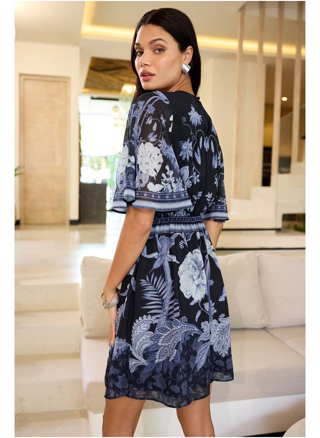 Lipsy London - Lipsy Placement Print Short Sleeve Mini Dress - Image 1