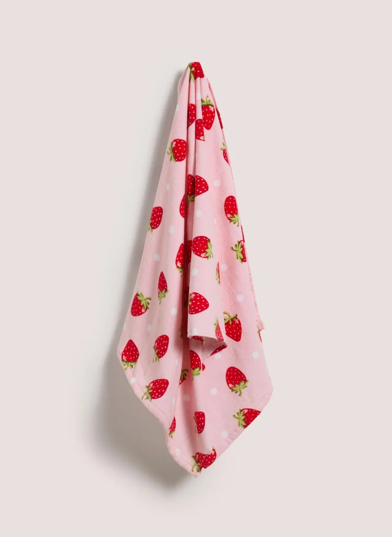 Matalan Strawberry Fruit Beach Towel Pink