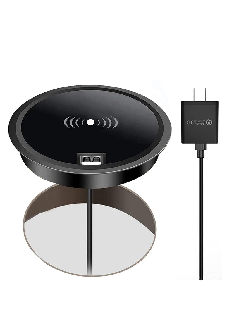 Excefore Desk Wireless Charger, 15W Fast Wireless Charging Station, Invisible Wireless Charger, Furniture Wireless Charging Board, for iphone, Samsung and so on - Image 1