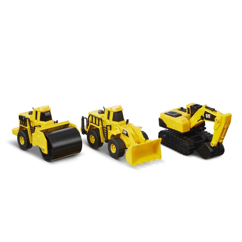 CAT Construction Toys CAT Construction Die Cast Metal 3 Pack Vehicles - Steam Roller/Excavator/Wheel Loader for Ages 3+ - Image 1