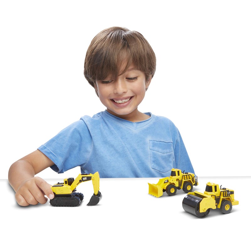 CAT Construction Toys CAT Construction Die Cast Metal 3 Pack Vehicles - Steam Roller/Excavator/Wheel Loader for Ages 3+ - Image 5