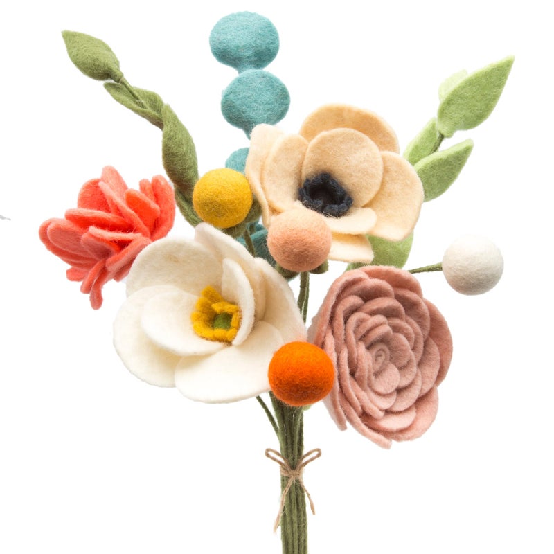 Glaciart One Wool Felt Flowers Set - Handcrafted Artificial Arrangement with Colorful Stems, Eco-Friendly Material, Essential Oil Ready, Reusable Decor, Washable Gift for Events or Home - Image 1