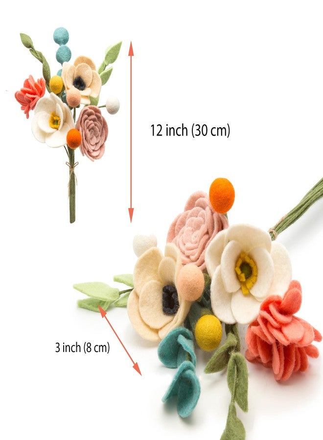 Glaciart One Wool Felt Flowers Set - Handcrafted Artificial Arrangement with Colorful Stems, Eco-Friendly Material, Essential Oil Ready, Reusable Decor, Washable Gift for Events or Home - Image 5